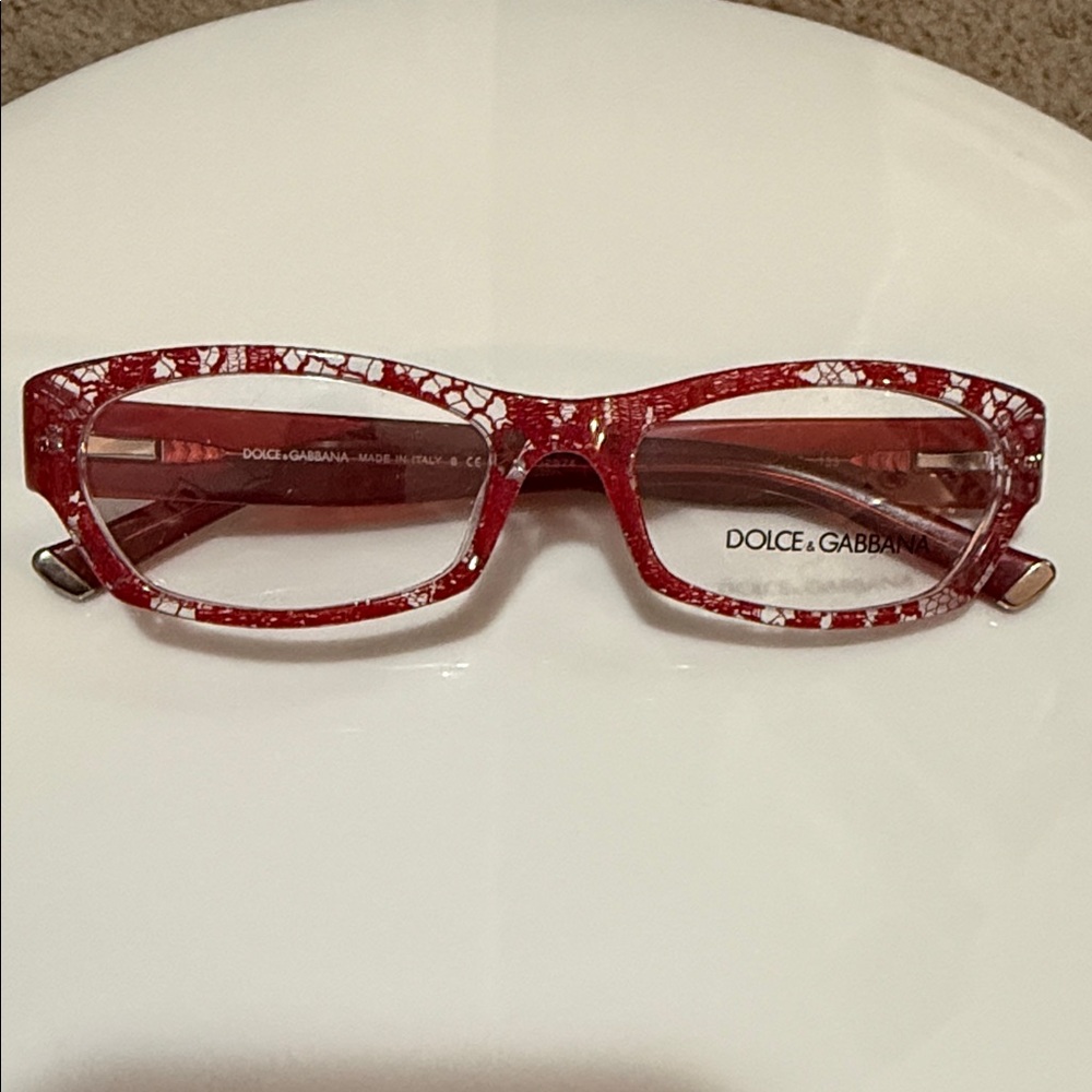 Dolce & Gabbana Red and White Patterned Eyewear
